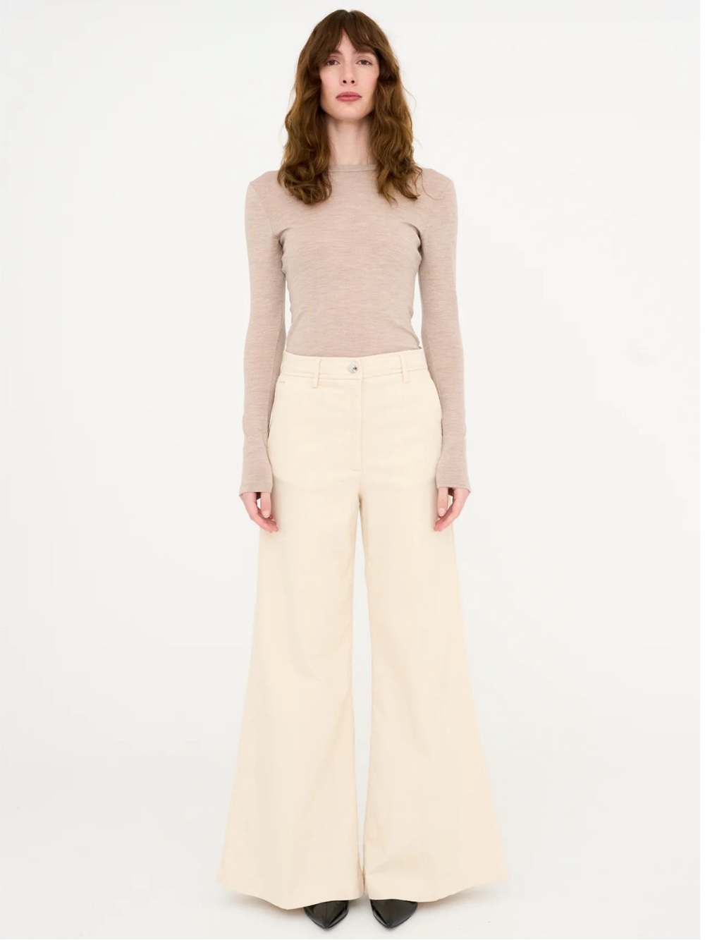 Tomorrow Ellen Wide Pants Wash Crude Ivory Cream Women Size 30